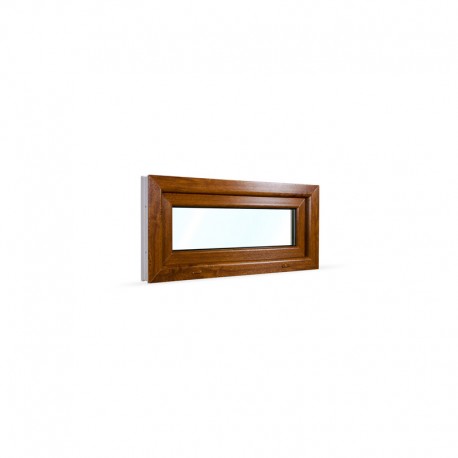 Sklopné plastové okno 90x42 cm (900x420 mm), bílá|zlatý dub - pohled z exteriéru