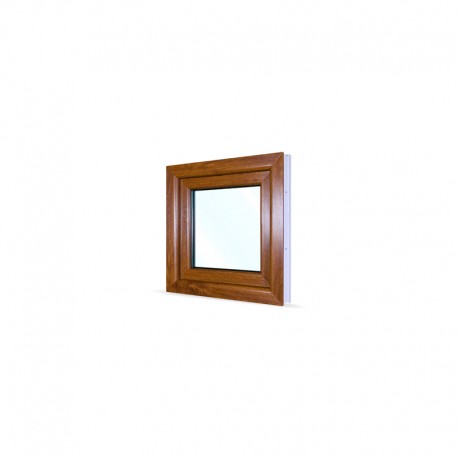 Jednokřídlé plastové okno 60x60 cm (600x600 mm), bílá|zlatý dub, otevíravé i sklopné, LEVÉ - pohled z exteriéru